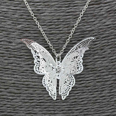

Funny lovely sterling silver 925 pendant color butterfly silver wing