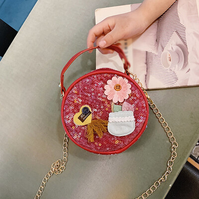 

Tailored Fashion Girl Shoulder Bag Cute Flower Sequin Chain Messenger Bag Mini Coin Purse
