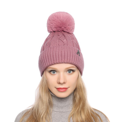 

Tailored Fashion Women Curling Letter Cap Hat Winter Warm Thickened Knitted Ball Cap