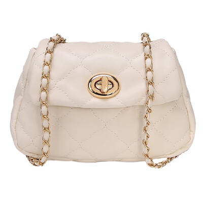 

2019 Leather Diamond Lattice Shoulder Bag For Women Metal Leather Chains Crossbody Bags Mini Hasp Messenger Bag Handbags