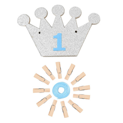 

Toponeto Photo Crown 12Months Themed Baby First Birthday Party Supplies Decorations Kit