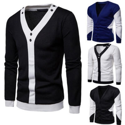 

Men Soft Casual Long Sleeve Sweater Cardigan V-Neck Jacket Coat Outwear