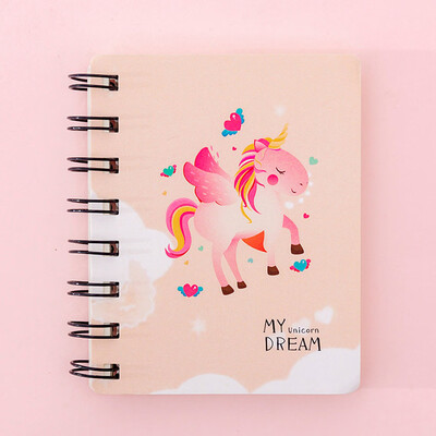

1Pc Cute Cartoon Unicorn Hard Cover Coil Notebook Kawaii Planner Pupils Notepad Cute Line Inner Page Stationery