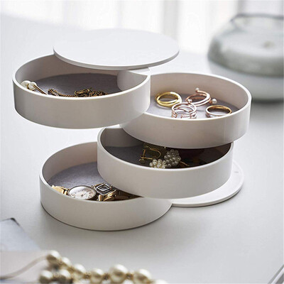 

〖Follure〗Jewelry Storage Box 4-Layer Rotatable Jewelry Accessory Storage Tray with Lid