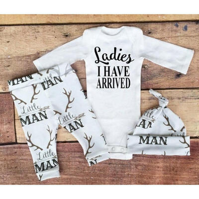 

Xmas Deer Newborn Infant Baby Boy Girl Romper Tops Pants Hat 3Pcs Outfits Set Clothes