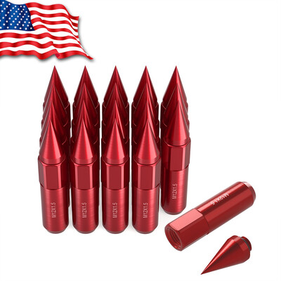 

20 12x15 Red Extended Spike Lug Nuts Tuner Racing Cone Seat for Hyundai Mazda