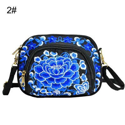 

Women Ethnic Flower Embroidery Mini Canvas Crossbody Shoulder Bag Phone Holder