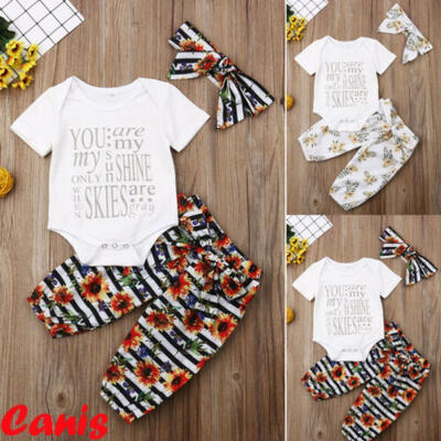 

USA Newborn Baby Girl Long Sleeve Floral Tops Romper Pants Outfits Set Clothes