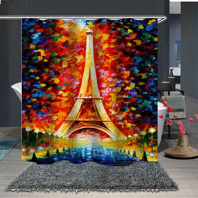 

Gobestart Popular Waterproof Shower Curtain With 12 Hooks Printed Bathroom 180x180cm