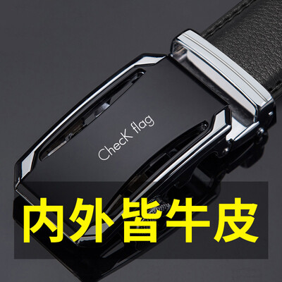 

ChecKFlag double-sided leather mens belt mens gift box business automatic buckle belt mens fashion tide casual belts wild mens wear-resistant scratch-resistant belt sports car buckle code