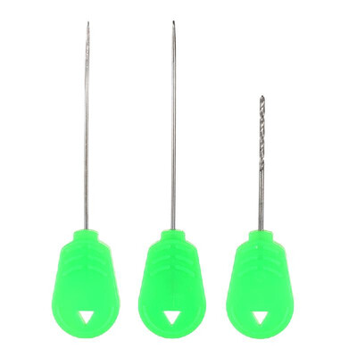 

3PCS Bait Needle Driller Tool Stainless Iron Baiting Needle Drill Portable Boilie Needle Hook Carp Fishing Needle Tool Set