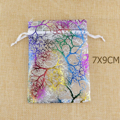 

FUNNYBUNNY Sheer Organza Favor Bags For Wedding Baby Shower Rattan Print Gift Bags Samples Display Drawstring Pouches-white