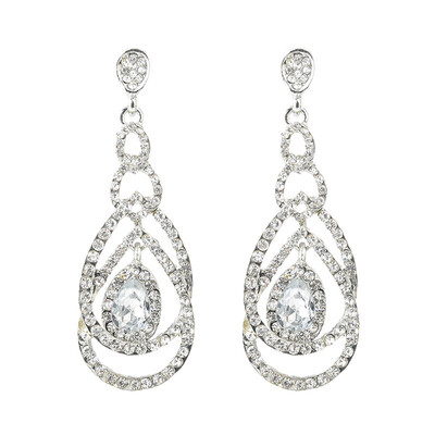 

Statement Hollow Geometric Circles Rhinestone Women Earrings Bridal Jewelry