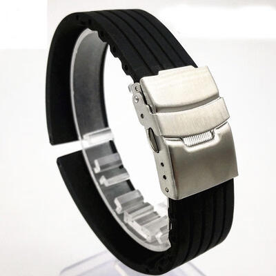 

18-24mm Waterproof Silicone Rubber Chic Wrist Watch Strap Band Deployment Buckle