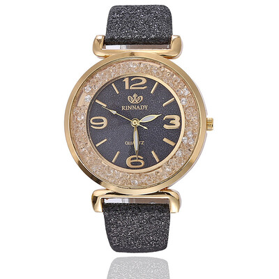 

Matte textured belt digital watch ladies sand filled with diamonds