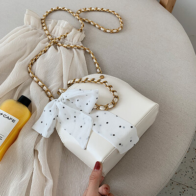 

Summer silk scarf bag female bag 2019 new Korean version of the wild single shoulder slung fashion bow chain shell bag