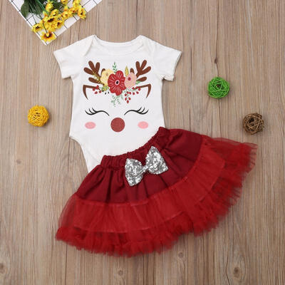 

2pcs Baby Girl Clothes Newborn Romper Bodysuit Tutu Dress Skirts Outfits Set
