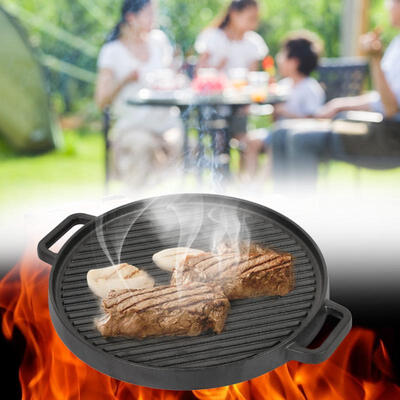 

Greensen Cast Iron Round Double-sided Baking Tray Grill Plate Griddle Pan