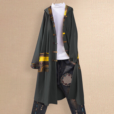 

Women Loose Retro Coat Long Sleeve Plus Size Ethnic-style Autumn Cardigan Jacket