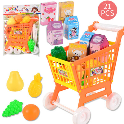 

Gobestart Shopping Cart Fruit And Vegetables Pretend To Play Children Kids Educational Toy