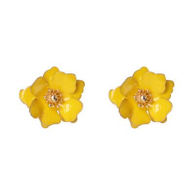 

New Korean Fashion Charm yellow white Flower Earrings For Girls Women Elegant Party Statement Brincos Bijoux Gift