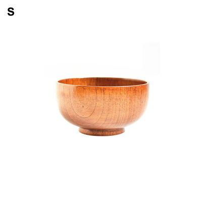 

Japanese Style Solid Wooden Bowl Soup Rice Noodles Food Serving Round Tableware