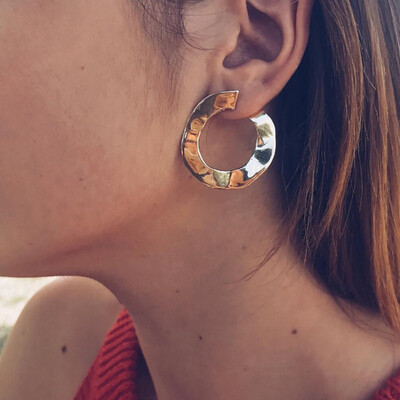 

Simple fashion gold color Silver plated geometric Long Circle earrings for women fashion big hollow drop earrings jewelry