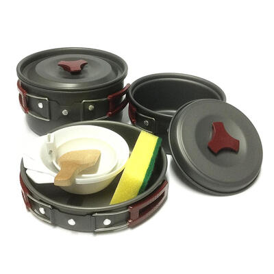 

9pcsset Portable 2-3 Persons Cookware Bowl Pot Spoon for Outdoor Camping