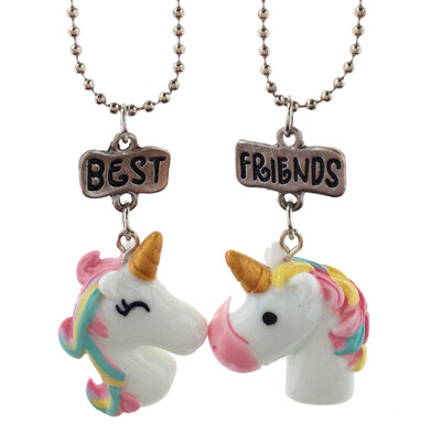 

Food Resin Painted in Three Sizes Ice Cream Unicorn Best Friends Necklace Pendant Jewellery for Children of Good Friends