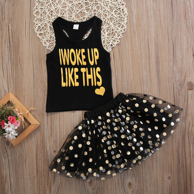 

Kid Baby Girls Summer Top T-shirt Polka Dot Party Tulle Dress Clothes