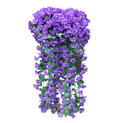 

Siaonvr Hanging Flowers Artificial Violet Flower Wall Wisteria Basket Hanging Garland Vine Flowers Fake Silk Orchid
