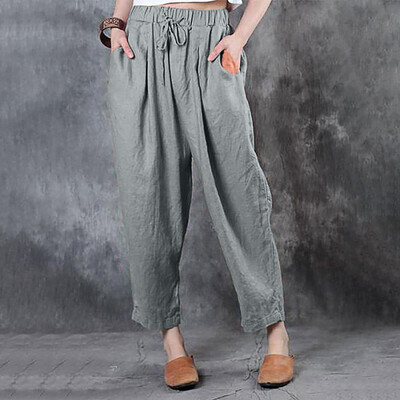 

Plus Size Women Pure Color Wide Leg Pants Solid Trousers Loose Casual Pants