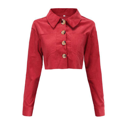 

Red Yellow Vintage High Waist Skirts Women Casual Skirt Double Buttons Solid Streetwear