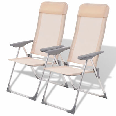 

Camping Chairs 2 pcs Cream Aluminum 22"x236"x441"