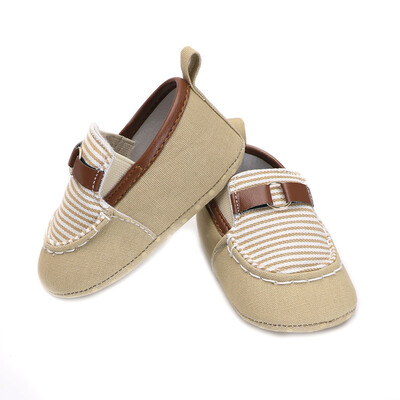 

Toddler Infant Baby Boys Girls Crib Stripe Splicing Soft Sole Anti-Slip Shoes