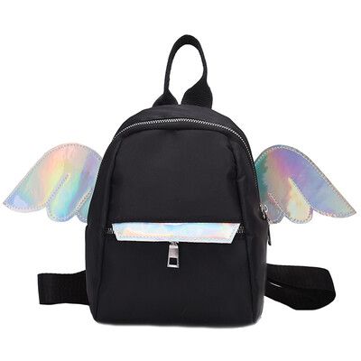 

Womens wing double-shoulder bag Korean womens mini-backpack canvas cute angel travel small bag