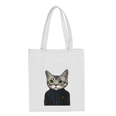 

Women Cute Cat Printing Canvas Tote Girls Casual Shoulder Bags Large Capacity Shopping Bags Handbag Bolsos Mujer YJ