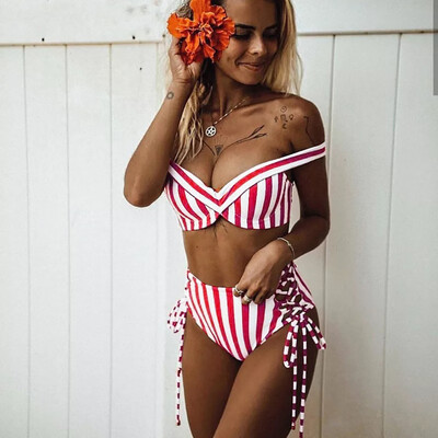 

Roseonmyhand Womens Bikini Stripe Set Swimsuit Two Piece Filled Bra Swimwear Beachwear