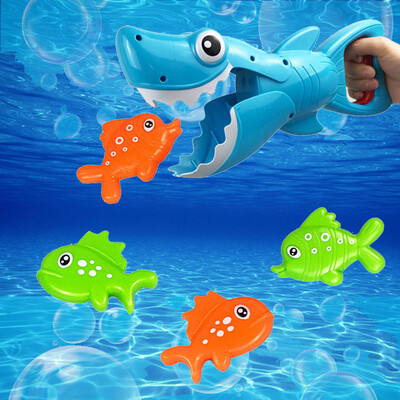 

YIWULAShark Grabber Bath Toy for Boys&Girls Blue Shark with Teeth with 4 Toy Fishe