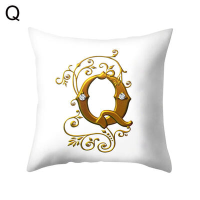 

26 Golden A to Z Alphabet Flower Soft Pillow Case Cushion Cover Home Sofa Decor
