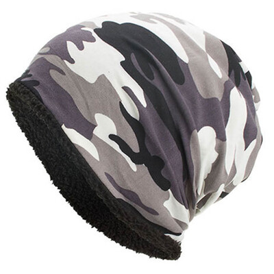 

Camouflage Flower Beanie Men Bonnet Bone Head Cap Winter Cotton Beanie Cap Mens Warm Hat With Cashmere
