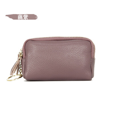 

2019 new European&American first layer leather simple fashion mini coin purse double zipper leather clutch bag key bag