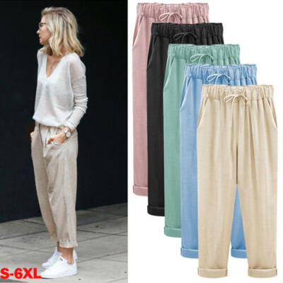 

UK Women Casual Pencil Pants Skinny High Waist Pocket Ladies Cargo Trousers