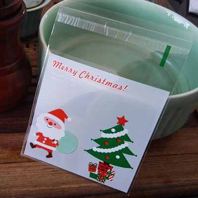 

100pcs Christmas Cellophane Treat Bags Sweet Biscuit Cookie Party Favor Gift