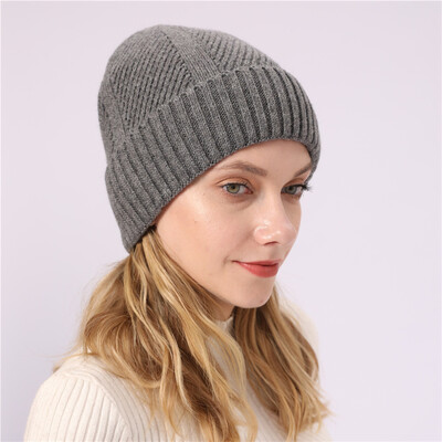 

Tailored Unisex Keep Warm Winter Casual Solid Knitted Hat Wool Hemming Hat Ski Hat