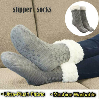 

1 Pair Women Thick Fluffy Non-Slip Soft Warm Fur Winter Bed Home Socks Slippers