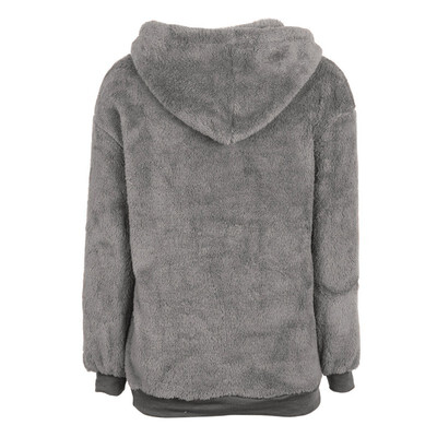 

Women Winter Thick Warm Hoody Long-sleeved Hooded Solid Color Plus Size Sweatshirt Pocket Fleece Casual Spring Jacket
