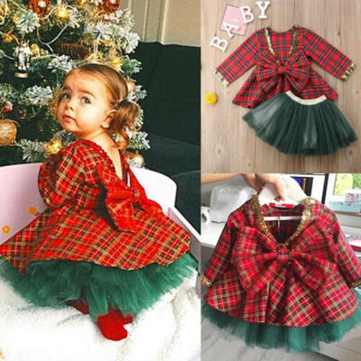 

US Kid Baby Girls Party Princess DressTutu Skirts 2pcs XMAS Outfits Set Clothes