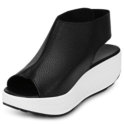 

Trendy Open Toe Rocker Bottom Hook&Loop Sandals Women Platform Shoes