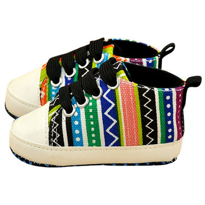

New Kids Baby Boy Girl Soft Sole Shoes Cotton Carvan Sneakers Laces Crib Shoes 0-18M LH6S